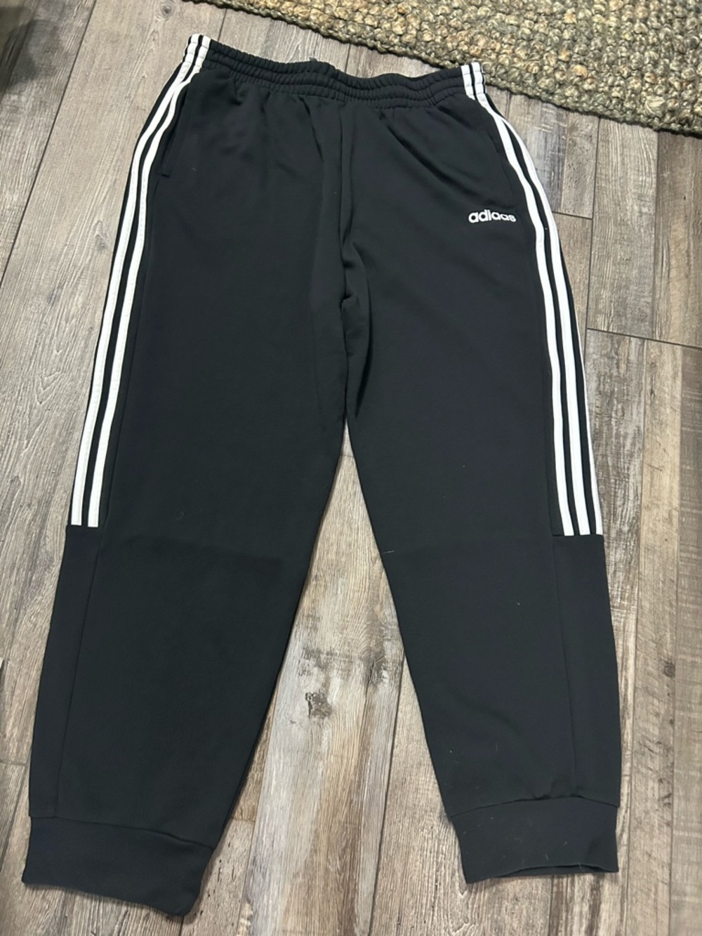 adidas Black Jogger Pants with White Side Stripes